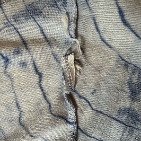 FREE PEOPLE Sz XS LA LIVIN COASTAL 3/4 SLEEVE JERSEY TEE TYE DYE INDIGO Batwing - Picture 11 of 11